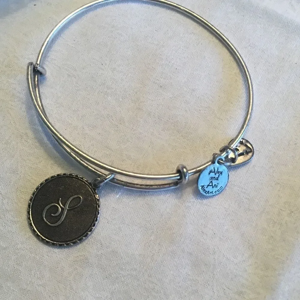 Alex & Ani Silvertone “S” Initial Bracelet
